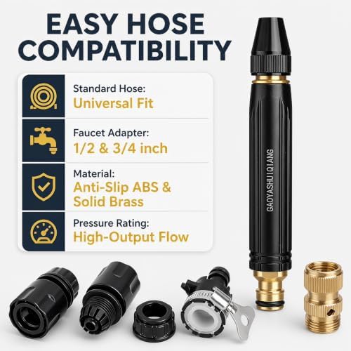 High Pressure Metal Hose Nozzle with 3Spray Modes, Fits US 3/4" GHT - Image 6