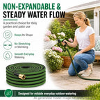 100FT Non-Expandable Flat Garden Hose with 10 Function Nozzle,No-Kink,Green - Image 3