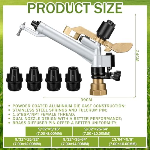 Maxcheck 1-1/2" Agriculture Farm Irrigation Sprinkler Spray Gun Heads - Image 2