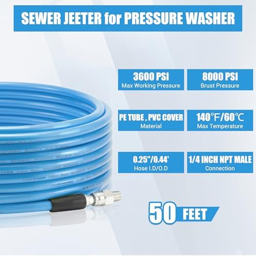 RIDGE WASHER Sewer Jetter Kit for Pressure Washer, 50FT - Image 6