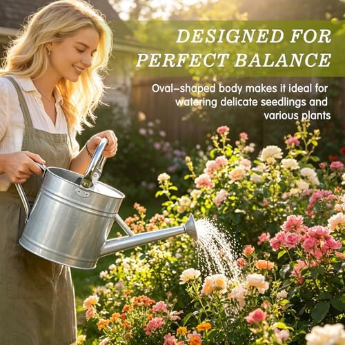Galvanized Steel Watering Can for Outdoor&Indoor Plants，1 Gallon - Image 5