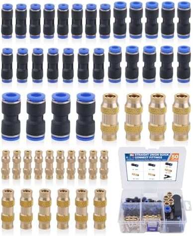 50PCS Push to Connect Fittings Kit, Quick Connect Air Hose Fittings by EilxMag