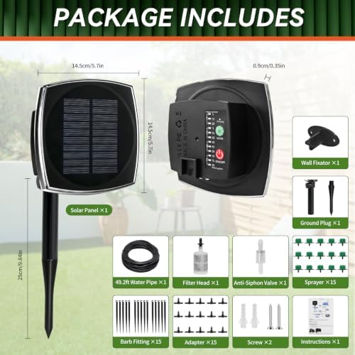 49.21FT Solar Drip Irrigation System Kit, Automatic Watering for 15 Pots - Image 2