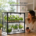 2-Tier Desktop Indoor Greenhouse with Grow Light, 11.8x23.6x23.6 - Image 2