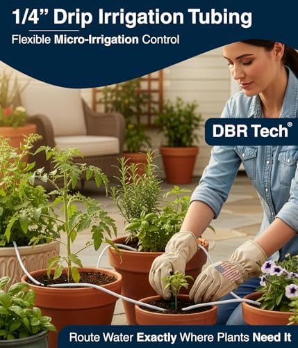 DBR Tech® 1/4 Drip Irrigation Tubing, 200 Feet, Flexible PVC Plastic Drip Irrigation Hose for Gardening, Misting, Hydroponics and DIY Landscape Garden Projects, Blank Distribution (200ft, White) - Image 2