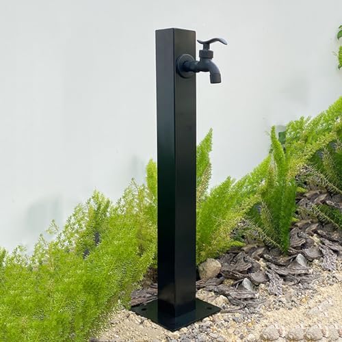 304 Stainless Steel Cylindrical Vertical Garden Water Column,Freestanding Hose Stand with Lock Faucet,Outdoor Antifreeze Faucet Water Dispenser Hydrant Water Feature Fountain, for Irrigation and Wa by Unknown