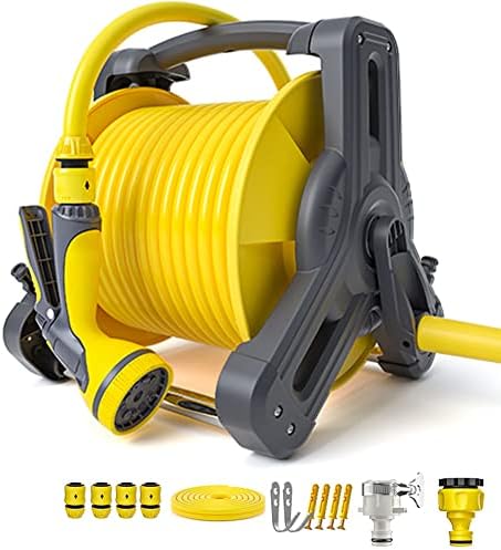 Portable Garden Hose Reel With Hose Nozzle And 15/20/25/30/40M Hose, Free Standing Or Wall Mounted Water Hose Reel Mobile Cart For Garden Watering And Car Washing(Size:30M,Color:B) by Unknown