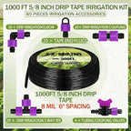 Tondiamo 1000' 5/8 Inch Drip Tape Irrigation Tubing Kit 8 Mil 6" Spacing Garden Hose Watering Tube Line Automatic Equipment for Garden Irrigation System Farms, Landscape, Lawn - Image 2