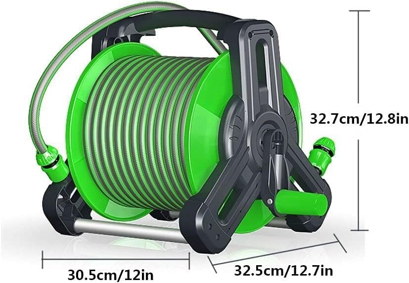 LXXW Hose Reel Cart Gardening Hose Reel Cart, Outdoor Portable or Wall Mounted Hose Reel with Swivel Handle for Garden Hoses(10m) - Image 2