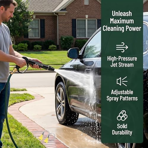 Gaoyashuiqiang Nozzle, Heavy Duty Adjustable Twist Hose Nozzle Jet Sweeper Nozzle, Power Blaster High Pressure Water Wand Hose Nozzle for Lawn Watering, Car Washing and Outdoor Cleaning, Pressure - Image 2