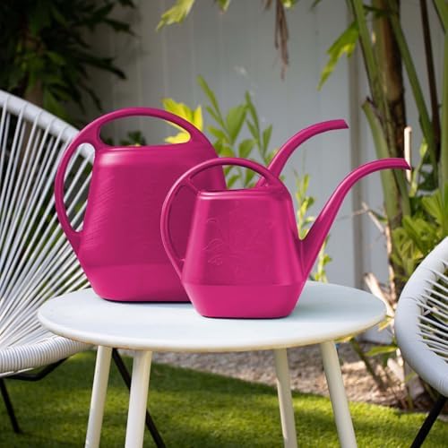 Bloem Aqua Rite 56 oz Plastic Watering Can, Long Spout, Fuchsia, 2-Pack - Image 2