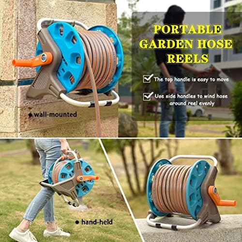 Hose Reel Cart Garden Hose Reels for Outside Retractable Multifunctional Wall Mounted Hose Cart, Garden Hosemobile with Water Gun, Car Wash Tool Set, Pipe Storage Rack (Color : A, Size : Hose Cart+1 - Image 3