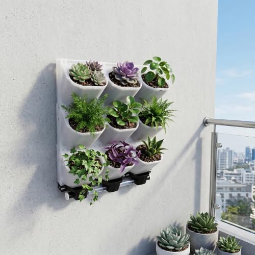 Vertical Wall Planter 3-Tier, 9-Pot Hanging Plant Holder(White) - Image 6