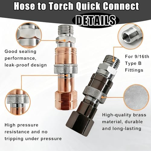 Oxy Acetylene Torch Hose Quick Connect Fittings B-Size 9/16"-18 4PCS - Image 5