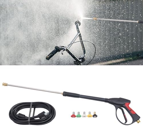 Portable High Pressure Washer Spray Gun 3000PSI High Pressure Car Washer Gun Handheld Wand Lance with 5 Nozzle Tips & 26.25FT High Pressure Tube Complete Cleaning Kit for Home Garden Vehicles by KONKENIE
