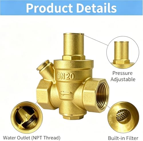 Water Pressure Reducing Valve, 3/4 Inch, 1-75 PSI - Image 5