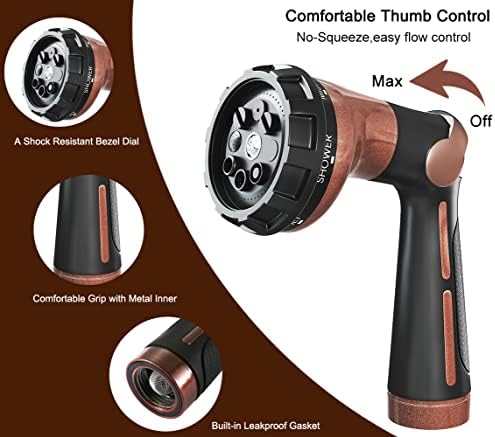 FANHAO Heavy Duty Garden Hose Nozzle, Metal Hose Sprayer Easy Thumb Control - Image 3