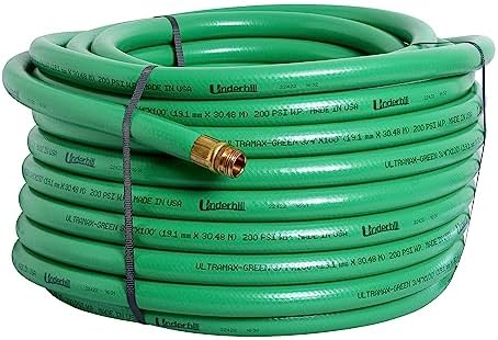 Underhill UltraMax Commercial Garden Water Hose 100 ft, Lightweight, Flexible, Anti-Kink, Non-Conductive, 800 psi, H75-100G, 3/4 Inch x 100 ft, Green by Underhill