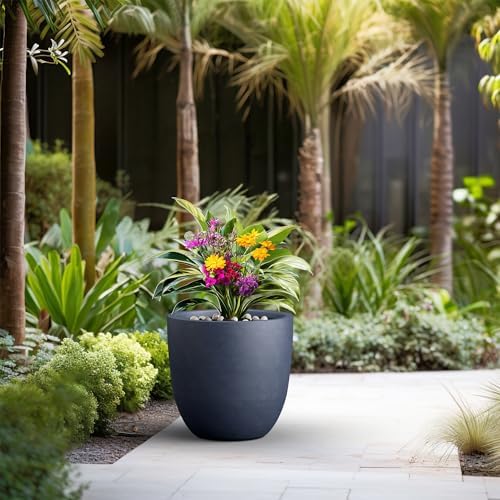 Kante Large Round Bowl Charcoal Concrete Planter 18" Dia, Outdoor - Image 6