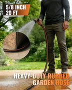 20FT x 5/8" Rubber Garden Hose, Heavy Duty Garden Hose, 300 PSI Working, 1000 PSI Burst, Swivel Handle with Stainless Steel Ring, 5-Layer Braided, All-Weather Outdoor Use, BG20GH06 - Image 2