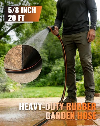 20FT x 5/8" Rubber Garden Hose, Heavy Duty Garden Hose, 300 PSI Working, 1000 PSI Burst, Swivel Handle with Stainless Steel Ring, 5-Layer Braided, All-Weather Outdoor Use, BG20GH06 - Image 2