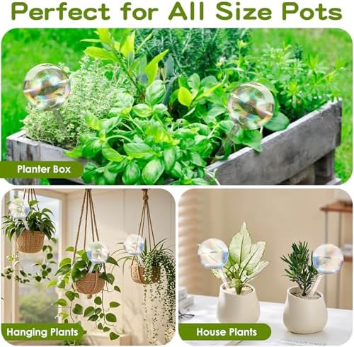 VZZNN 8 Pack Rainbow Glass Plant Watering Globes - Self Watering Planter Insert, Plant Watering Devices for Water Plants While Away, Indoor Outdoor Automatic Slow-Release Watering Bulbs - Image 4