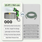 25FT Stainless Steel Garden Hose with 10-Pattern Spray Nozzle - Image 5