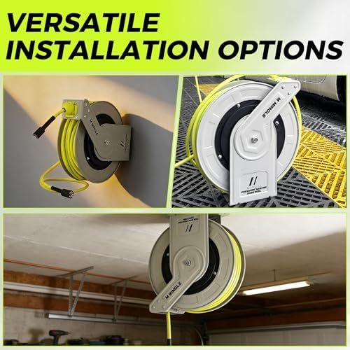 MINGLE Retractable Pressure Washer Hose Reel, 1/4" × 100ft - Image 4