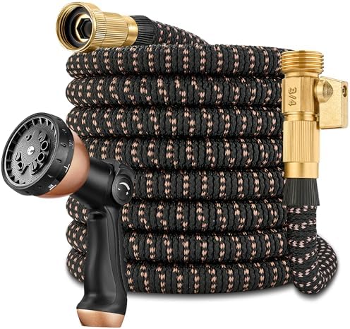 200 ft Garden Hose - Expandable Garden Hose with 10 Function Spray Nozzle - Kink-Free, Lightweight, Durable, Flexible, 2026 New Retractable Water Hoses for Yard, Lawn, Gardening(Black Rose gold) by ICTPTOSL