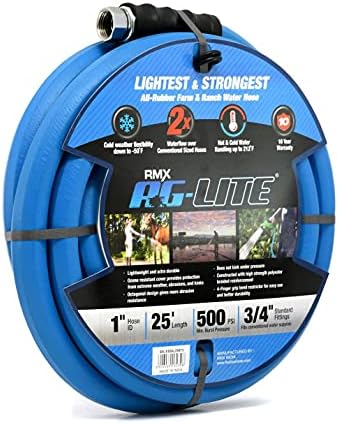 AG-LITE BSALONE25 1" x 25' Hot/Cold Water Rubber Garden Hose, 100% Rubber, Ultra-Light, Super Strong, 500 PSI, 50F to 190F Degrees, High Strength Polyester Braided, 2x Water Flow - Image 2