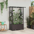 Polypropylene Raised Garden Bed with Trellis & Roof, Brown - Image 2