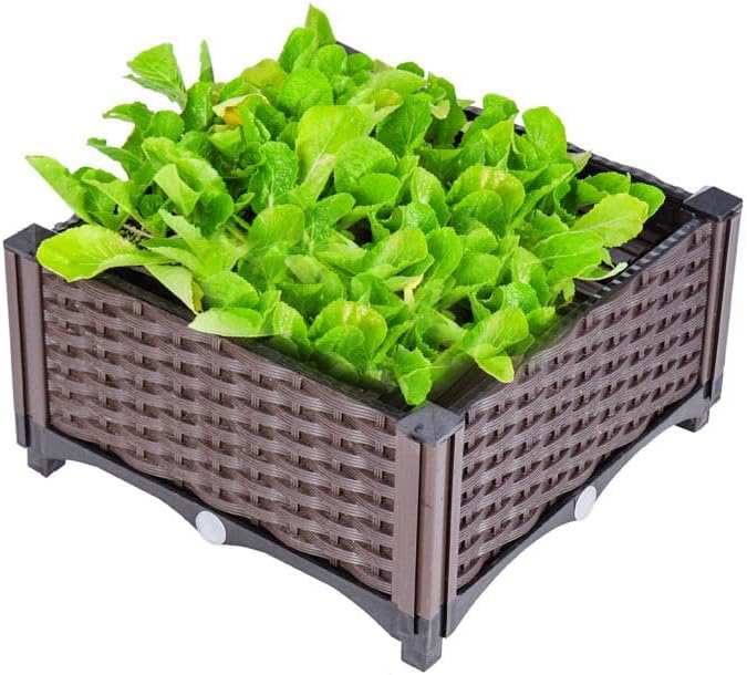 YSUEFIJO Raised Garden Bed Planter Box, Vegetable Flowers Planting Raised Container, Planter Box Indoor Rectangular, Planter Raised Beds W/Drainage Holes, for Outdoor Patio, Deck, Balcony by WELCOMETOYSUEFIJO
