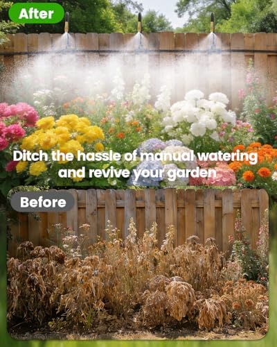 240FT Drip Irrigation System for Garden with 36 Nozzles –360° Adjustable Misting Nozzles, Quick-Connect Design, Ideal for Raised Beds, Lawns, Greenhouses & Outdoor Cooling - Image 4