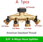DLLTEC Qinlu-Brass Connector Hose Fitting Washers Hose End Fittings Watering Distributors,4 Way Brass Tap Adaptor Hose Valve Manifold Hose Splitter Tap Adaptors, Corrosion Resistance (Color : A) - Image 2