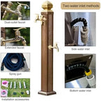 Outdoor Retro Post Faucet Freestanding Garden Hose Holder with Faucet & Spray Gun, Floor Mounted Water Tap Anti-Freezing Faucet Post for Garde(85cm/33.5in) - Image 6