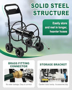 Outvita 300 Ft Garden Hose Reel Cart, Heavy Duty 4 Wheels Water Cart, Green - Image 5
