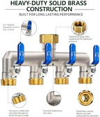 4-Way Garden Hose Splitter, Heavy-Duty Brass, 3/4" GHT, Blue - Image 2