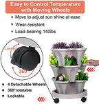 DUNCHATY Stackable Planter, Vertical Garden Planter with Wheels and Tools, Self Watering Strawberry Planter Indoor/Outdoor 3 Tier Herb Planter Pots for Growing Vegetables and Succulents,Gray - Image 5