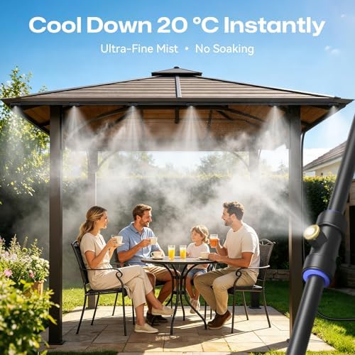 Misters for Outside Patio 75FT/23M, Pre-Assembled Misting Cooling System with 23 Brass Nozzles & 3/4" Adapter, Outdoor Mister for Backyard, Garden, Greenhouse, Chicken Coop, Dog House - Image 3