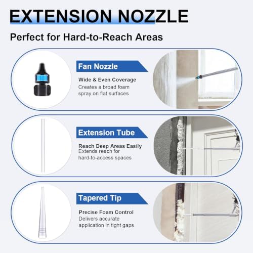 Professional Spray Foam Gun Heavy Duty Metal with 6 Extenders - Image 4