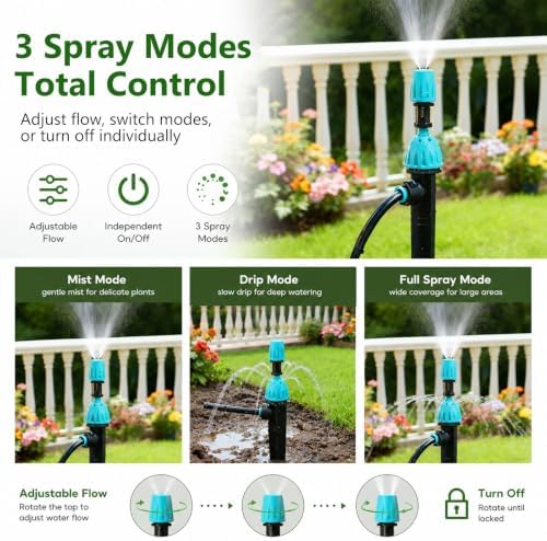 80 150 300 Ft Adjustable Flow Micro Sprinkler Assembly with Accessories - Image 2