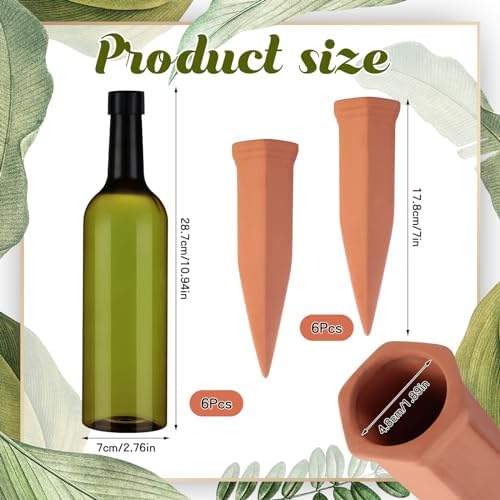 SiliFine 6 Sets Terracotta Watering Spikes,Emerald Green and Terracotta - Image 2