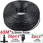 Garden 3/5mm PVC Hose Micro Drip Irrigation System, with 2-Way Connector 1/8'' Tubing Pipe Arrow Dripper Greenhouse(65M) - Image 2