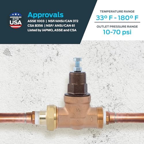Cash Acme EB45 Pressure Regulating Valve, Single Union, 1/2 Inch NPT Female x NPT Female, Metal Top, 60 PSI, PVA08M-SUTH-60 - Image 4