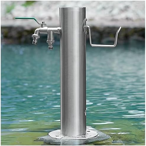 Generic Stainless Steel Garden Water Column with Faucet for Washing and Watering, Outdoor Water Tap Anti-Freezing Fountain and Hose Stand, 20.5×50CM by Unknown