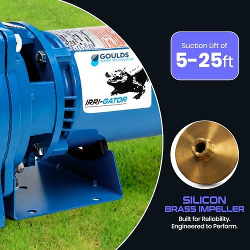 Goulds GT20 Irri-Gator Self-Priming Centrifugal Irrigation Sprinkler Pump, 2 HP, 230V, 1PH, 86 GPM, 60Hz, 1 Year Warranty - Image 4