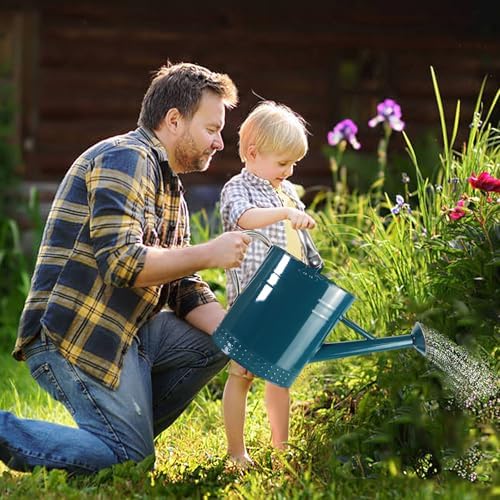 1 Gallon Metal Watering Can with Removable Spout, Nice Galvanized Steel Water Can with Embossed Design for Indoor and Outdoor Plants (Ocean Blue) - Image 6