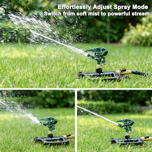 FANHAO Heavy Duty 360 Degree Pulsating Impact Sprinkler, Adjustable Lawn Sprinkler with Metal Base, Covers Up to 5,800 Sq. Ft, Large Area Irrigation System for Lawn, Garden Plant & Patio Cooling - Image 5