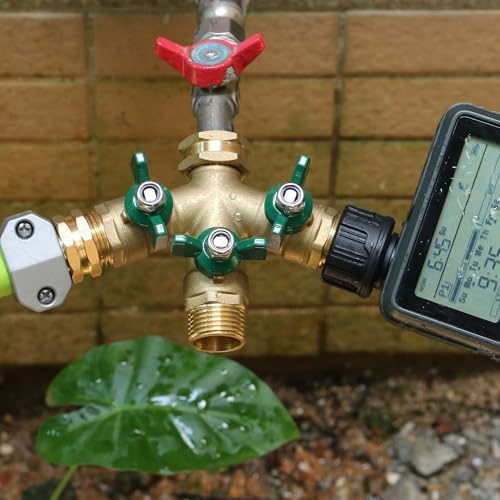 STYDDI Full Flow 3-Way Garden Hose Splitter, Solid Brass High Volume 3 Way Hose Splitter Valve with Metal Handle, Heavy Duty High Flow Spigot Splitter with Shut off Valve, 3/4 Inch Garden Tap Splitter - Image 7