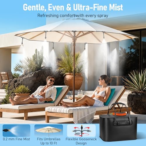 Bonviee 36FT Portable Misters for Outside, 5.8Gal Tank, Pump, 6 Misters - Image 4